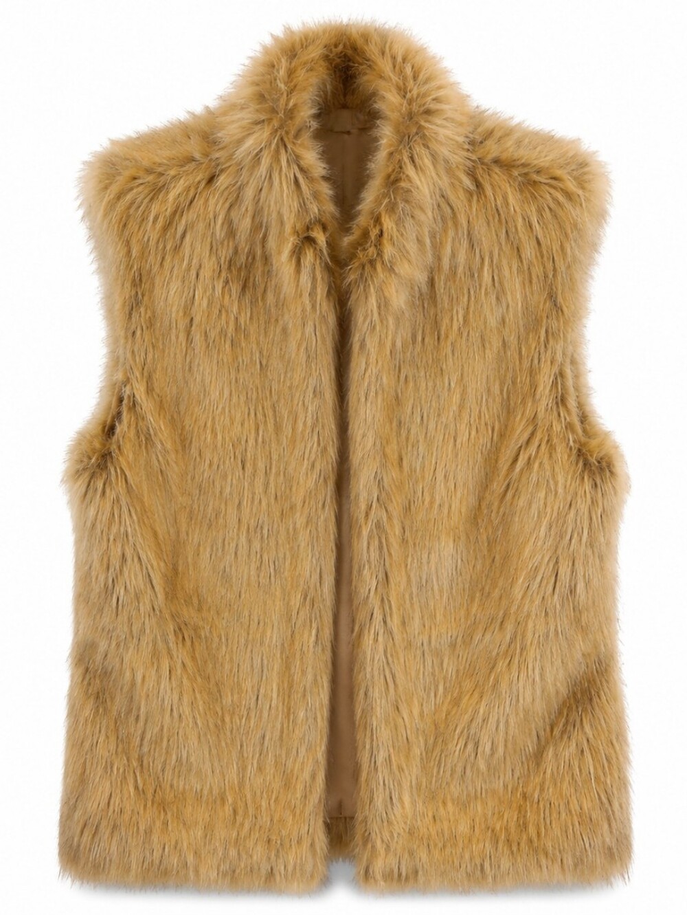 Vintage I.N.C. Tan Brown Faux Fur Longline Vest Medium